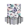 thumbnail image 1 of XMXY Drink Coasters with Holder for Coffee Table, Cute Butterflies Pattern Absorbent Ceramic Cups Coaster Sets 6 Pack, 4 Inches Square, 1 of 9