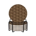 thumbnail image 1 of XMXY Drink Coasters with Holder for Coffee Table, Stylish Animal Print Brown Absorbent Ceramic Cups Coaster Sets 6 Pack, 4 Inches Round Shape, 1 of 9
