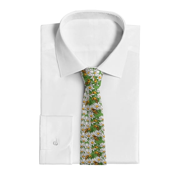 XMXY Embellishment Bee Flower Print Men's Necktie Ties, Formal Bussiness Wedding Party Printed Tie