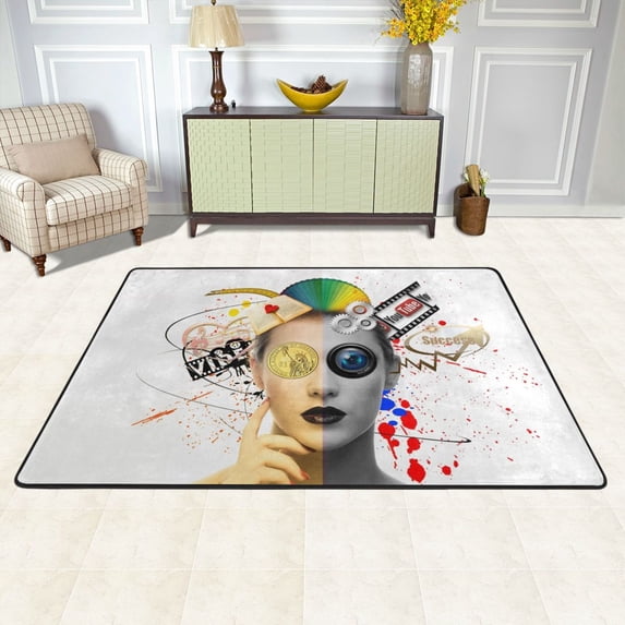 XMXY Face Woman Female Lifestyle Area Rugs Doormat Outdoor Entrance, Facecloth Non-slip Floor Mat Rug for Living Room Kitchen Sink Area Indoor,36"x24"