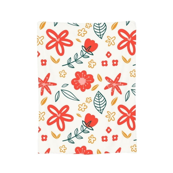 XMXY Fleece Throw Blanket for Couch, Abstract Botanical Floral Motif Lightweight Plush Fuzzy Cozy Soft Bed Blankets and Throws for Sofa, 60"x50" inches