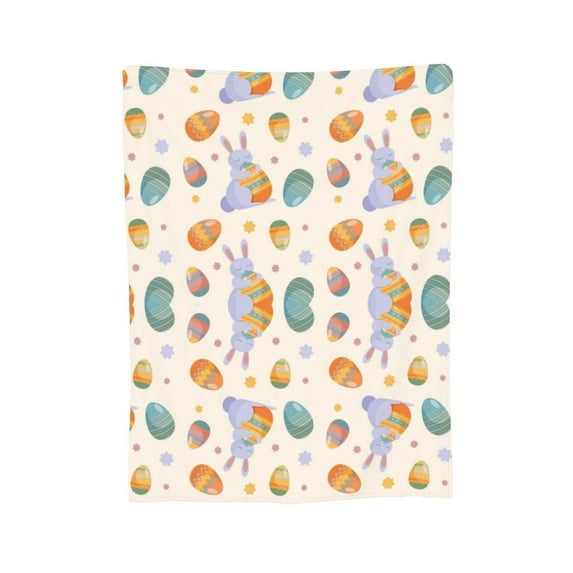 XMXY Fleece Throw Blanket for Couch, Colorful Easter Festival Bunny Lightweight Plush Fuzzy Cozy Soft Bed Blankets and Throws for Sofa, 40"x30" inches
