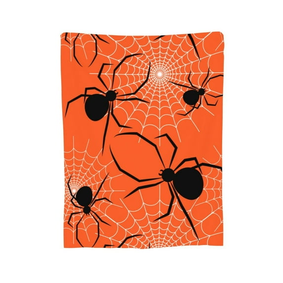 XMXY Fleece Throw Blanket for Couch, Cartoon Orange Spider Cover Lightweight Plush Fuzzy Cozy Soft Bed Blankets and Throws for Sofa, 60"x50" inches