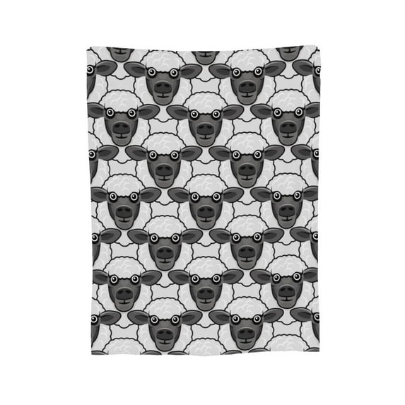 XMXY Fleece Throw Blanket for Couch, Cute Black Nature Sheep Face Lightweight Plush Fuzzy Cozy Soft Bed Blankets and Throws for Sofa, 60"x50" inches