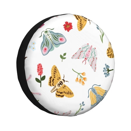 XMXY Fluttering Butterfly Spare Tire Cover, Universal Waterproof Cover for Jeep RV Tire Wheel Protection, 17 inch