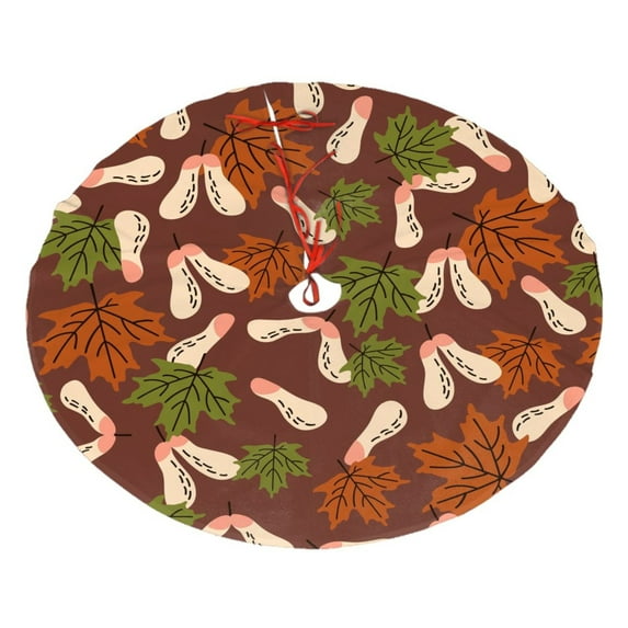 XMXY Halloween Christmas Tree Skirt, Autumn Seamless Leaf Maple Holiday Party Indoor Decorations Ornaments, 30" Inch