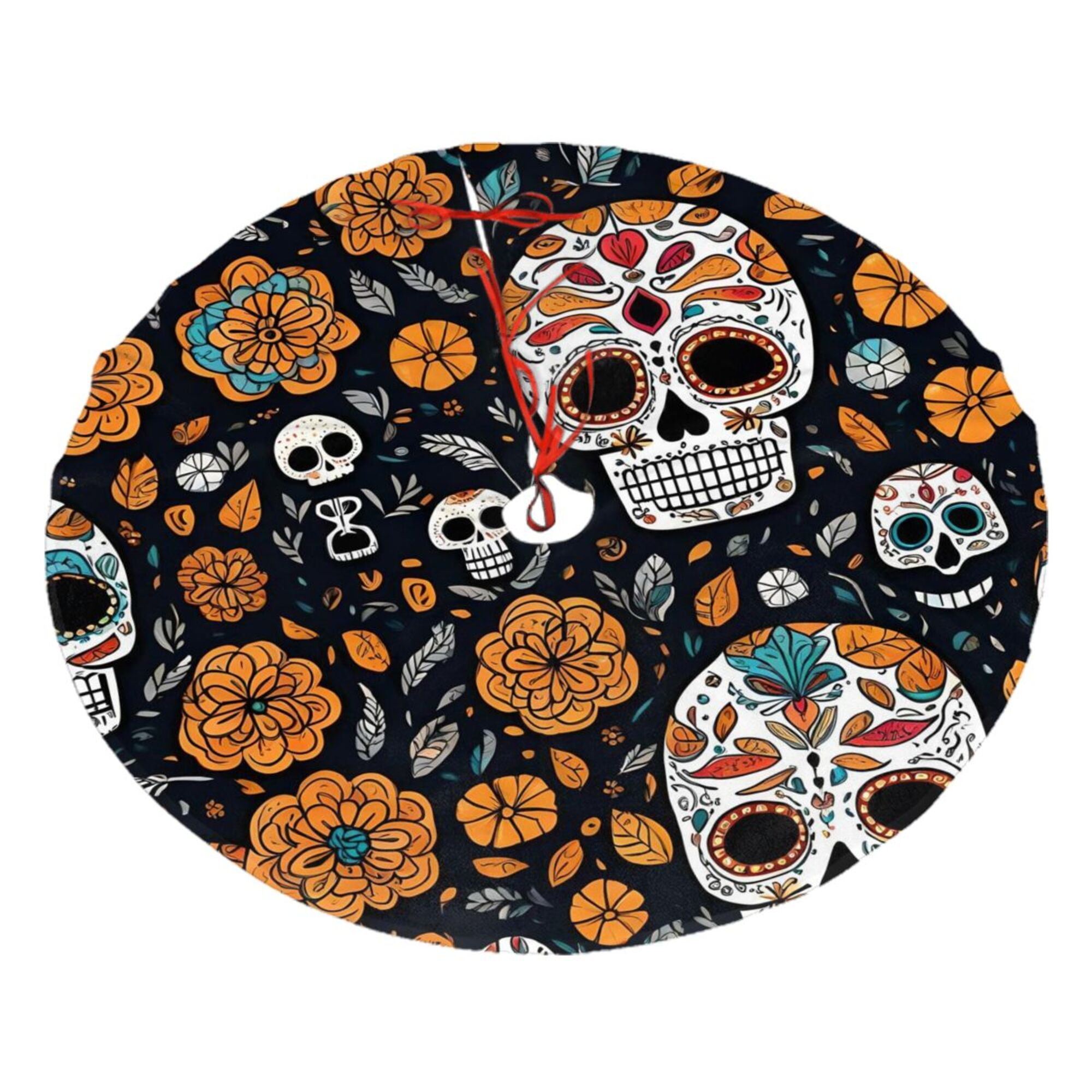 XMXY Halloween Christmas Tree Skirt, Dead Skull Muertos Dark Holiday