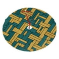 thumbnail image 1 of XMXY Halloween Christmas Tree Skirt, Geometric Blue Yellow Plaid Holiday Party Indoor Decorations Ornaments, 48 Inch, 1 of 5