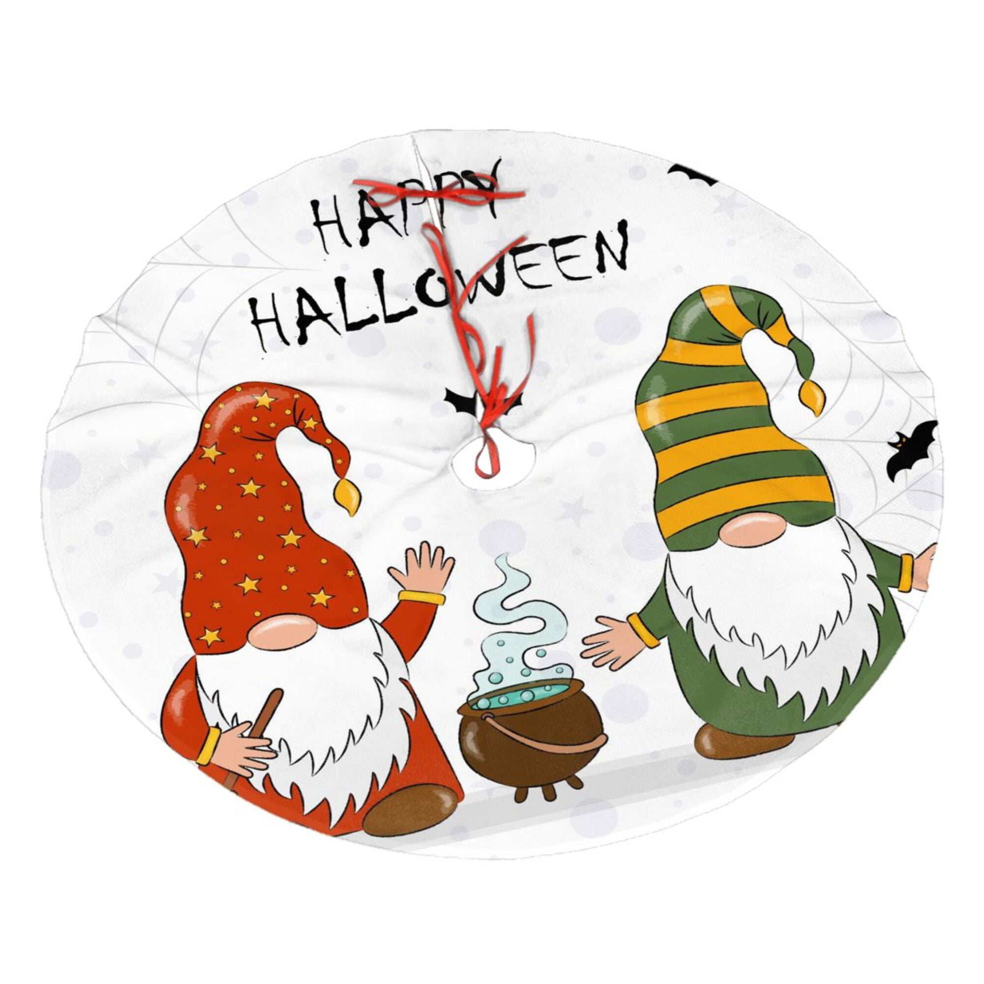 XMXY Halloween Christmas Tree Skirt, Holiday Cute Gnomes Broom Holiday