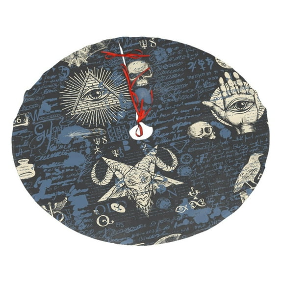 XMXY Halloween Christmas Tree Skirt, Mysterious Gothic Skull Eyes Holiday Party Indoor Decorations Ornaments, 48" Inch