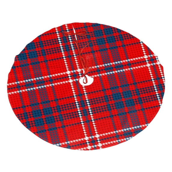 XMXY Halloween Christmas Tree Skirt, Red Blue Checkered Stripes Holiday Party Indoor Decorations Ornaments, 36" Inch