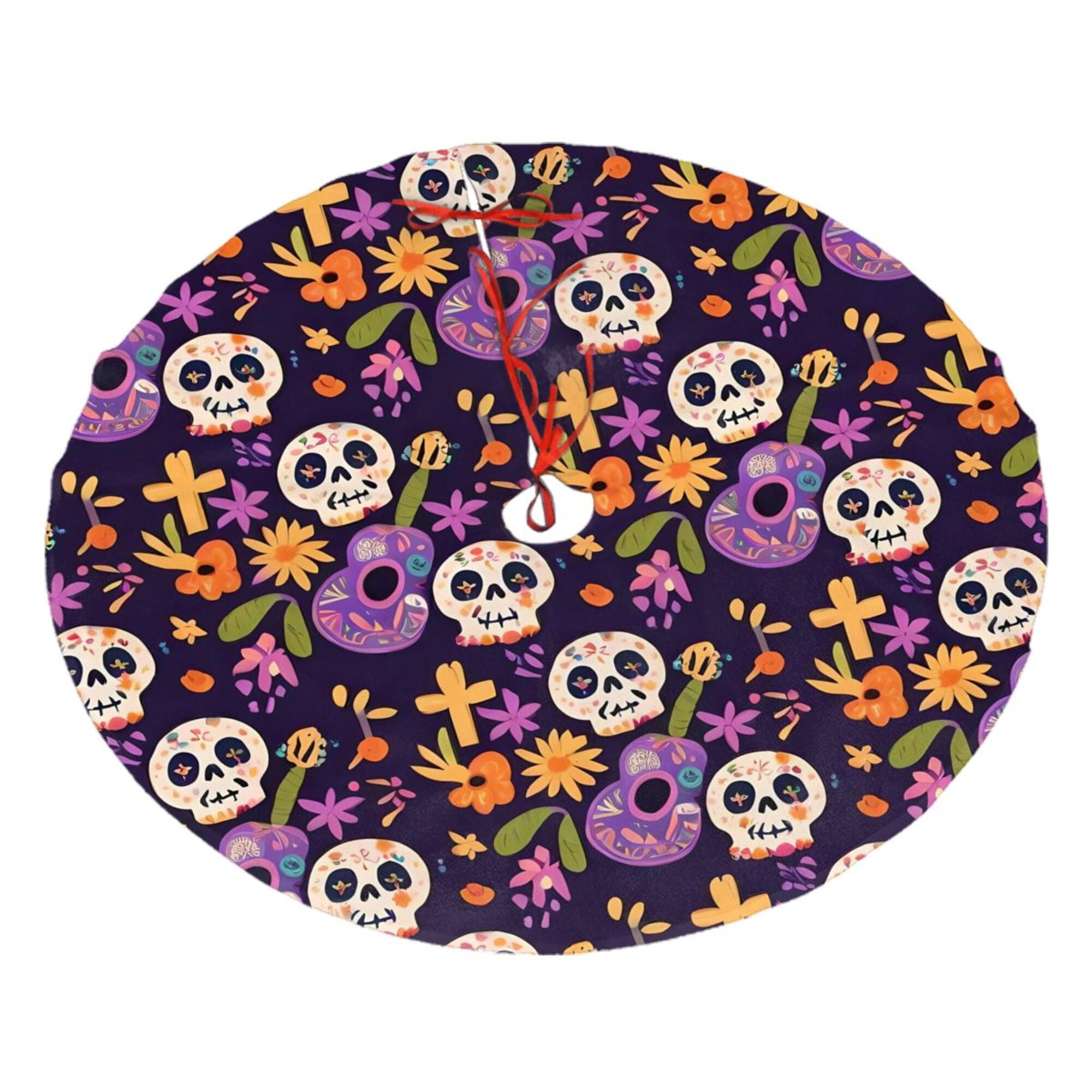 XMXY Halloween Christmas Tree Skirt, Skeleton Guitar Death Devil