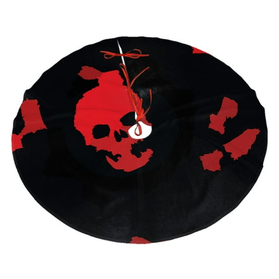 XMXY Halloween Christmas Tree Skirt, Skull Danger Scary Holiday Party Indoor Decorations Ornaments, 36 Inch