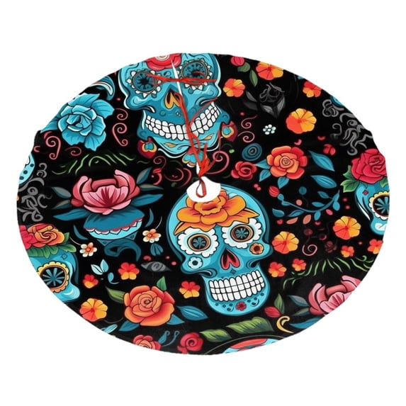 XMXY Halloween Christmas Tree Skirt, Skull of Death Holiday Party Indoor Decorations Ornaments, 36" Inch