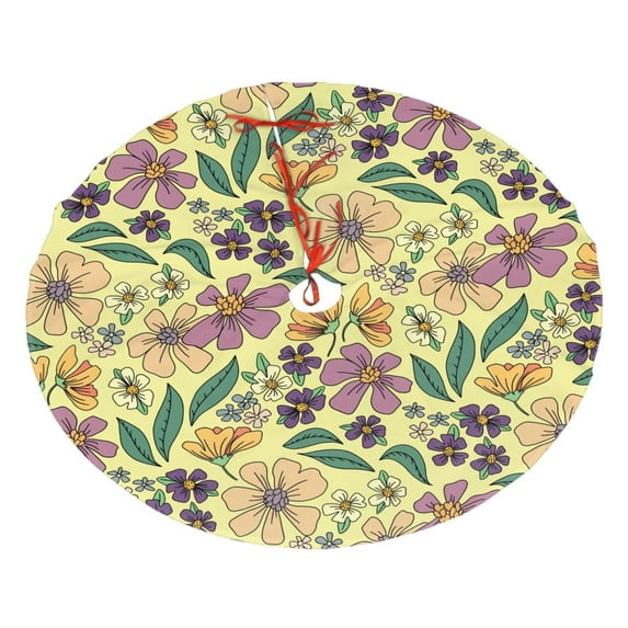 XMXY Halloween Christmas Tree Skirt, Vintage Elegant Flowers Holiday Party Indoor Decorations Ornaments, 36 Inch