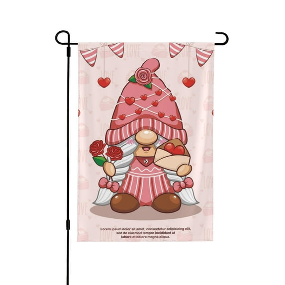 XMXY Happy Valentine Beautiful Gnome Garden Flags Double Sided,Farmhouse Holiday Yard Outdoor Sign Decor Flag, 12.5"x18" inch