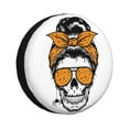 thumbnail image 1 of XMXY Messy Bun Sunglasses Pumpkin Skull Spare Tire Cover, Universal Waterproof Cover for Jeep RV Tire Wheel Protection, 17 inch, 1 of 8
