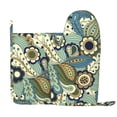 thumbnail image 1 of XMXY Oven Mitts and Pot Holders 2 Pcs Sets, Blue Swirl Floral Art Heat Resistant Silicone Cooking Gloves for Grill Baking BBQ Kitchen Decor, 1 of 9