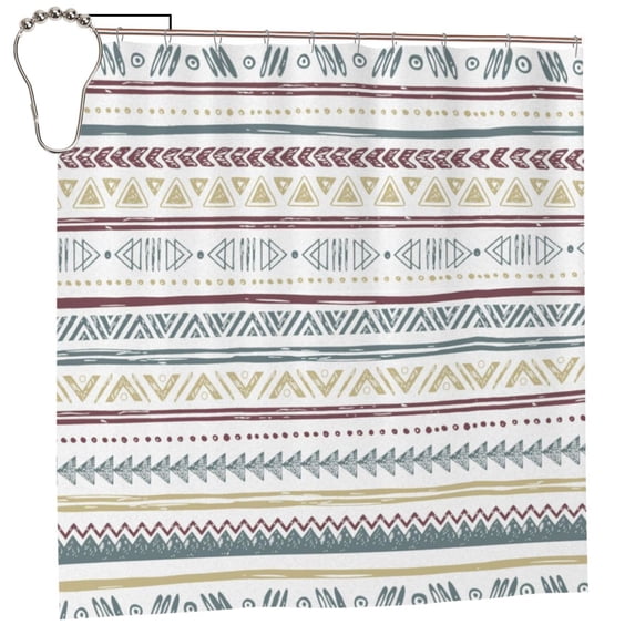 XMXY Paisley Africa Geometrical Check Long Shower Curtains, Waterproof Weighted Thick Bathroom Curtain with 12 Iron Hook, 72x72 Inch