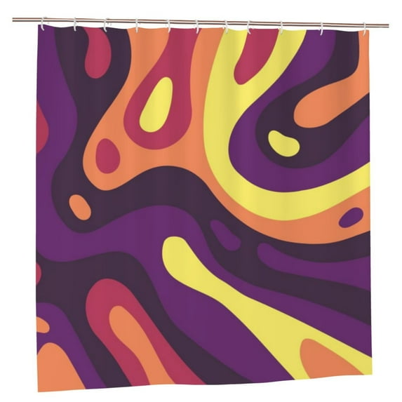 XMXY Psychedelic Groovy Background Long Shower Curtains, Waterproof Weighted Thick Bathroom Curtain with 12 Plastic Hook, 72x72 Inch