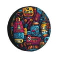 thumbnail image 1 of XMXY Robots Doodle Dark Cyborg Spare Tire Cover, Universal Waterproof Cover for Jeep RV Tire Wheel Protection, 16 inch, 1 of 8