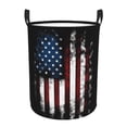 thumbnail image 1 of XMXY Round Laundry Basket Organizer, American Patriotic Distressed Waterproof Collapsible Dirty Clothes Basket Laundry Hamper, Medium Size, 1 of 8