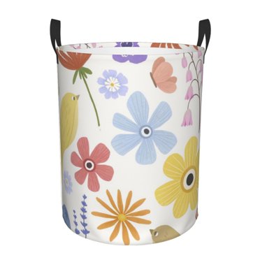 CroBlissful 3-Pack Collapsible Laundry Baskets - Large Canvas Hampers With Handles (Floral)