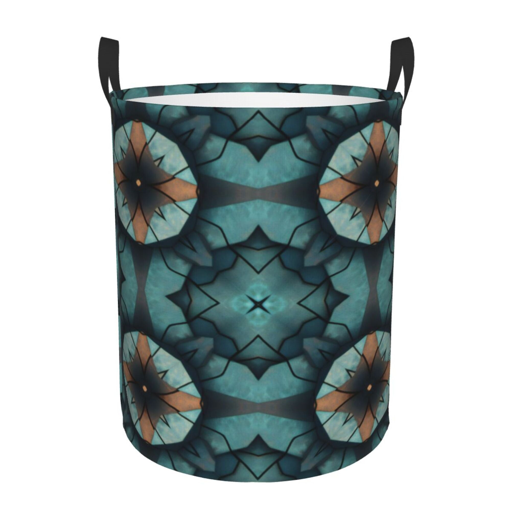 XMXY Round Laundry Basket Organizer, Green Mandala Decorations