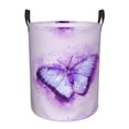 thumbnail image 1 of XMXY Round Laundry Basket Organizer, Purple Butterfly Flying Waterproof Collapsible Dirty Clothes Basket Laundry Hamper, Small Size, 1 of 8