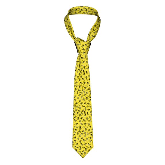 XMXY Skull Print Bones Yellow Mens Necktie Ties , Funny Death Mexico Formal Bussiness Wedding Party Printed Tie