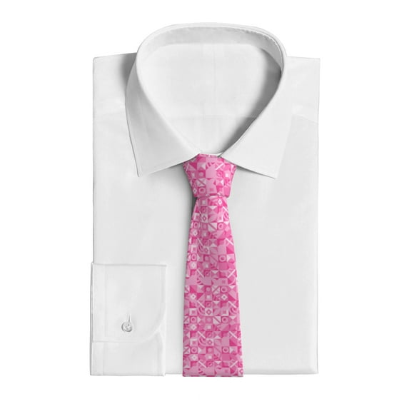 XMXY Vintage Geometric Pink Floral Men's Necktie Ties, Formal Bussiness Wedding Party Printed Tie