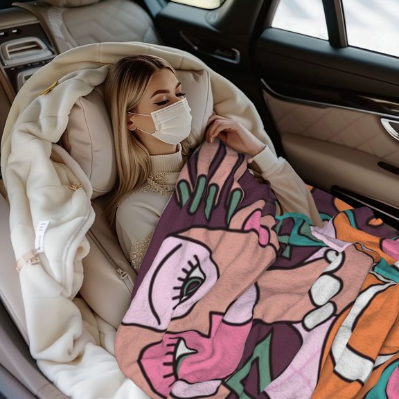 XMXY Warm Flannel Throw Blanket 40"x30" Inches, Lightweight Abstract Art Beautiful Women Blanket Perfect for Couch, Bed, Camping & Travel