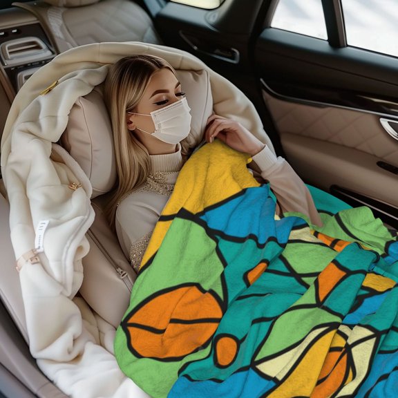 XMXY Warm Flannel Throw Blanket 40"x30" Inches, Lightweight Abstract Peacock Opening Blanket Perfect for Couch, Bed, Camping & Travel