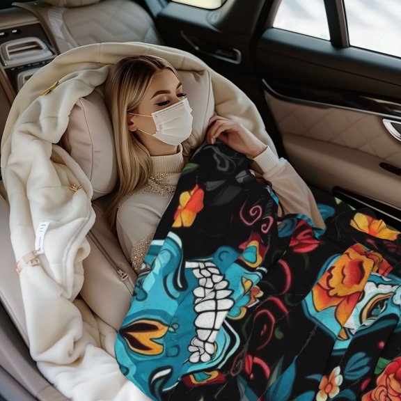XMXY Warm Flannel Throw Blanket 50"x40" Inches, Lightweight Skull of Death Blanket Perfect for Couch, Bed, Camping & Travel