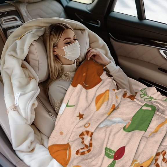 XMXY Warm Flannel Throw Blanket 80"x60" Inches, Lightweight Delicious Fortune Cookie Blanket Perfect for Couch, Bed, Camping & Travel