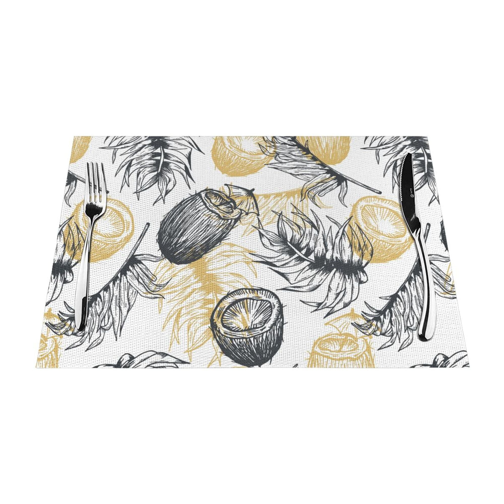 XMXY Woven Placemats Set of 4 PCS, Palm Leaves Coconut Branch Table ...