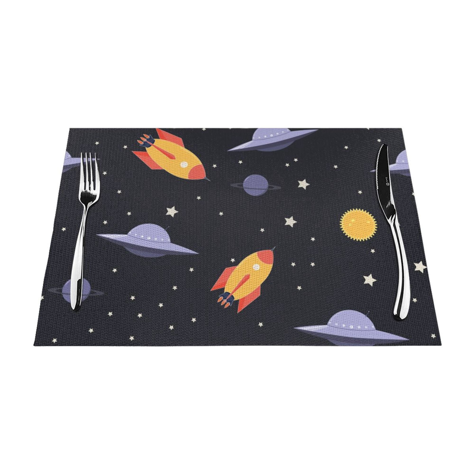 XMXY Woven Placemats Set of 4 PCS, Universe Space Ship Table Mats ...