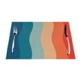 thumbnail image 1 of XMXY Woven Placemats Set of 6 PCS, Fashionable Colorful Wave Stripes Table Mats Washable Heat Resistant Placemats, 1 of 6