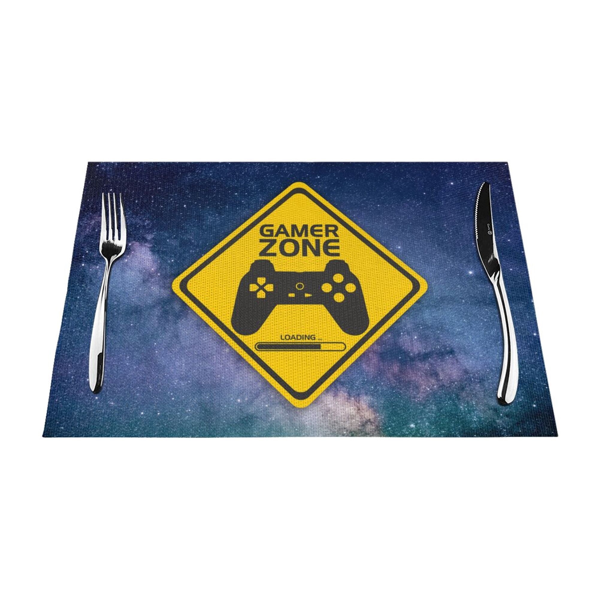 XMXY Woven Placemats Set of 6 PCS, Gaming Zone Yellow Sign Table Mats ...