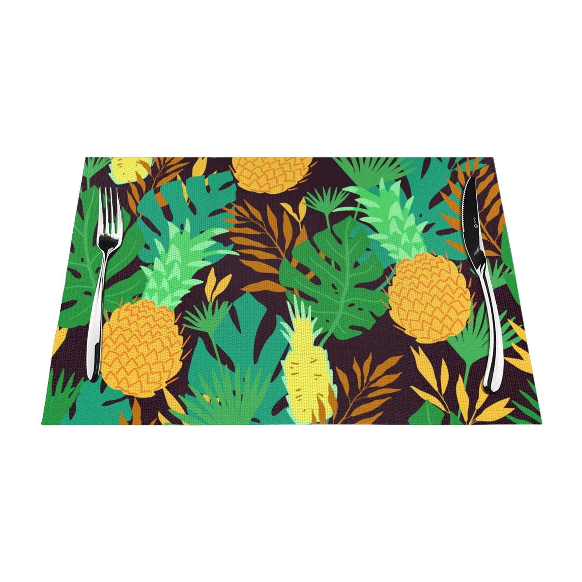 XMXY Woven Placemats Set of 6 PCS, Pineapple Jungle Leaf Branch Table ...