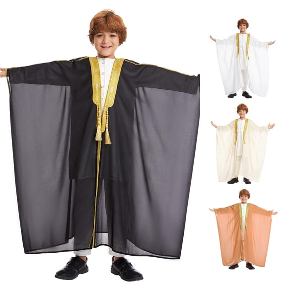 XMYRZ Boys Tshirts Middle Eastern Robe Shirts Traditional Outfits Crewneck Long Sleeve Thobe Performance Tees