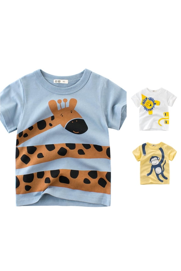 Toddler Boys Shirts Trendy Animated Character Graphic Tees Kids Modern Fashion Streetwear Clothes Crewneck Short Sleeve Fancy Tops