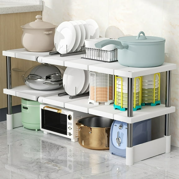 XMZHOU Kitchen Countertop Cabinet Storage Rack, Detachable Bathroom Cabinet Multifunctional Organiser, Simple And Pratical Cabinet Organizer, White