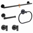 thumbnail image 1 of XMZHOU 5 Pcs Bathroom Hardware Set, Stainless Steel Wall Mounted Bathroom Towel Rack Set,No Need Drill Installation Towel Bar, Toilet Towel Paper Holder, Towel Ring&Robe Towel Hooks, Black, 1 of 7