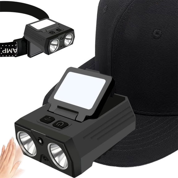 XMZHOU New Multifunctional Induction Headlamp USB Rechargeable, Clip On Cap, Suitable For Camping&Hiking, Overnight Battery Life, 6-Level Adjustable Ultra-Bright Dual-Beam Bicycle Light