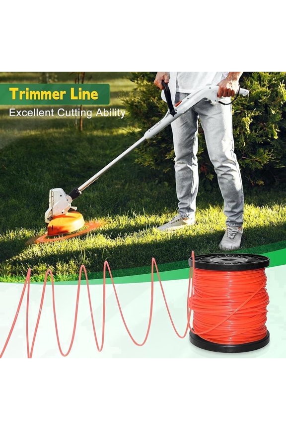 Orange Durable String Trimmer Line 328 FT Premium High-Quality Nylon Universal Replacement Spool Weed Eater String Heavy Duty for Lawn Mowers, Ideal for Professional and Home Use, Orange