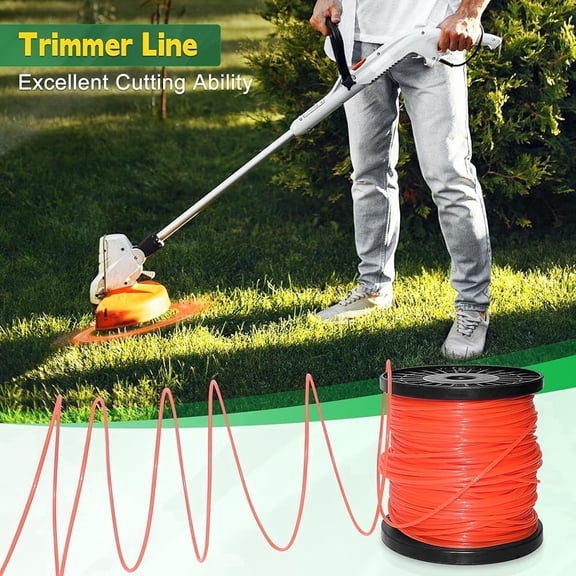XMZHOU Orange Durable String Trimmer Line 328 FT Premium High-Quality Nylon Universal Replacement Spool Weed Eater String Heavy Duty for Lawn Mowers, Ideal for Professional and Home Use, Orange