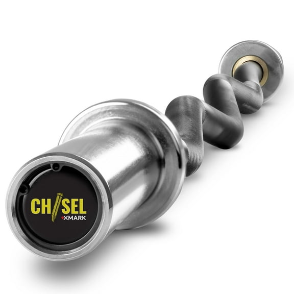 XMARK CHISEL Olympic EZ Curl Bar with 4 Needle Bearings, Chrome with Black Manganese Phosphate Shaft
