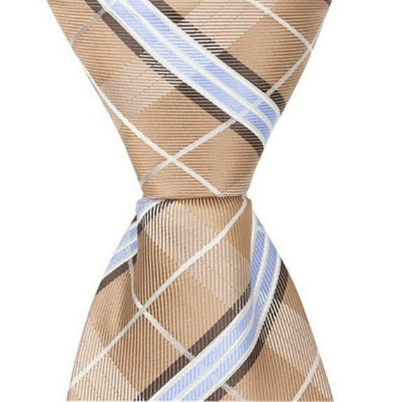 XN26 - 15.25 in. Zipper Necktie - Brown With Blue & White Plaid- 8-11