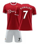 XNB 2021-2022 Man Utd Home Shirt #7 Ronaldo Soccer Jersey and Shorts Set